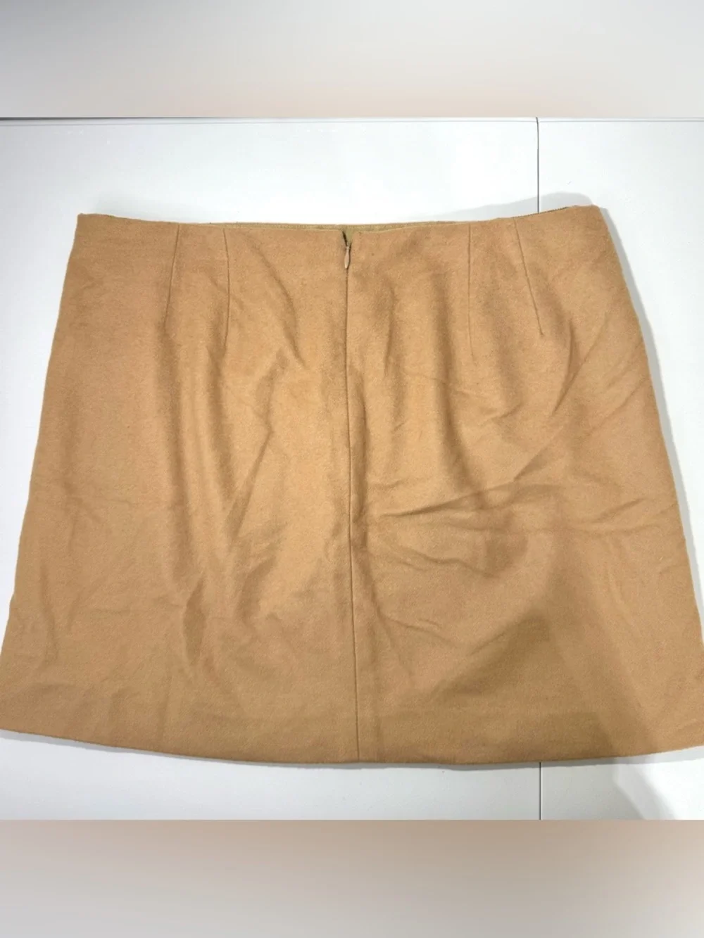 J.Crew Wool Cashmere‎ Mini Skirt Tan Camel Pockets Preppy